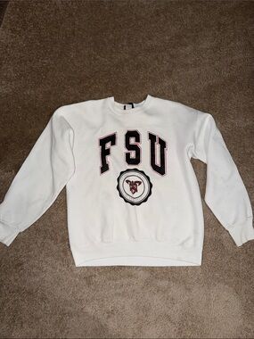 Jansport White Crewneck Sweatshirt with Black & Red FSU Logo